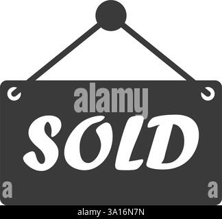 Immobilienbanner-Symbol im flachen Stil. Verkaufsetikett Vektor-Illustration auf isoliertem Hintergrund. Verkauftes Sign Business-Konzept. Stock Vektor