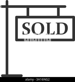 Immobilienbanner-Symbol im flachen Stil. Verkaufsetikett Vektor-Illustration auf isoliertem Hintergrund. Verkauftes Sign Business-Konzept. Stock Vektor