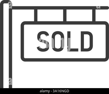 Immobilienbanner-Symbol im flachen Stil. Verkaufsetikett Vektor-Illustration auf isoliertem Hintergrund. Verkauftes Sign Business-Konzept. Stock Vektor