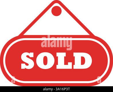 Immobilienbanner-Symbol im flachen Stil. Verkaufsetikett Vektor-Illustration auf isoliertem Hintergrund. Verkauftes Sign Business-Konzept. Stock Vektor
