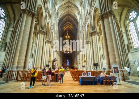Frankreich, Marne, Reims, Notre Dame Kathedrale von Reims, die zum UNESCO-Weltkulturerbe gehört Stockfoto