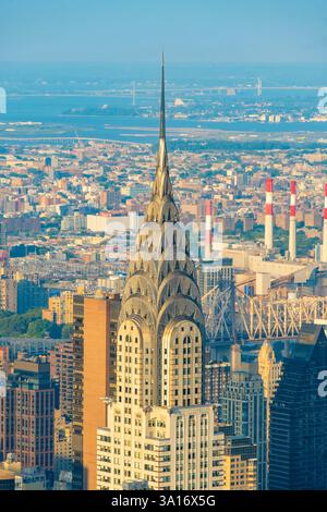USA, New York State, New York City, Manhattan, allgemeiner Blick vom Empire State Building, Chrysler Building Stockfoto