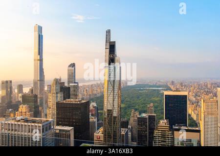 USA, New York State, New York City, Manhattan, allgemeiner Blick auf Upper Town mit Central Park vom Top of the Rock Observatory im Rockefeller Center Stockfoto