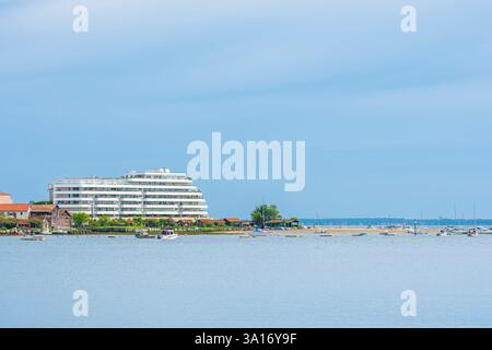 Frankreich, Gironde, La Teste-de-Buch, Tour du Bassin d'Arcachon, Pointe de l'Aiguillon im Hintergrund Stockfoto