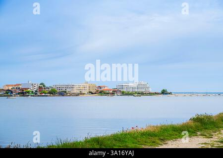 Frankreich, Gironde, La Teste-de-Buch, Tour du Bassin d'Arcachon, Pointe de l'Aiguillon im Hintergrund Stockfoto