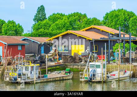 Frankreich, Gironde, La Teste-de-Buch, Tour du Bassin d'Arcachon, der Austernhafen von La Teste Stockfoto