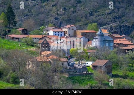 Frankreich, Haute Loire, Dorf Arlet, Allier-Tal Stockfoto