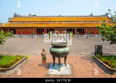 Vietnam, Zentrum, Provinz Thua Thien Hue, Hue, die Zitadelle, die Kaiserliche Stadt oder die Verbotene Purpurstadt, die von der UNESCO zum Weltkulturerbe erklärt wurde, der Pavillon of Pracht (Hien Lam CAC) Stockfoto