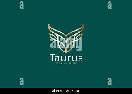 Abstraktes elegantes Bull-Logo mit Horn- und Vintage-Elementen für luxuriöse und rustikale Marken Stock Vektor