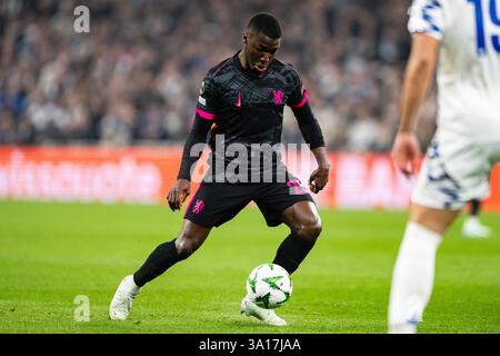 Kopenhagen, Dänemark. März 2025. Moises Caicedo (25) von Chelsea FC wurde während des Spiels der UEFA Conference League zwischen dem FC Kopenhagen und Chelsea FC in Parken in Kopenhagen gesehen. Stockfoto