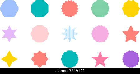 Bunte Geometrische Formen Pixeliger Symbolsatz. Pixel Art Symbol Sammlung Lebendiger Geometrischer Designs In Verschiedenen Farben Und Formen. Isolierter Vektor Stock Vektor