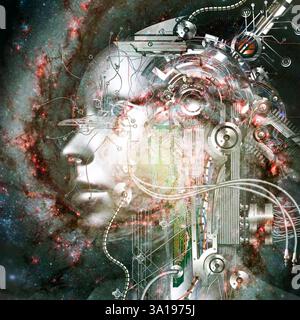 3D Rendering of a Cyborg - Elemente dieses Bildes durch die NASA Stockfoto