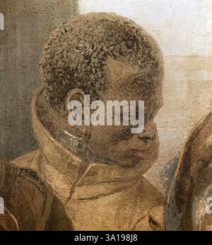 TIEPOLO, Giovanni Battista (* 1696, Venezia, d. 1770, Madrid) das Bankett von Kleopatra (Detail) 1746-47 Fresco Palazzo Labia, Venedig Mauren Diener gehörten bereits zu Veroneses typischen Charakterbesetzung für eine Bankettszene. Auch Tiepolo verwendete dieses Bildmotiv häufig. --- Schlüsselwörter: ----------------- Autor: TIEPOLO, Giovanni Battista Titel: Das Bankett von Kleopatra (Detail) Zeitlinie: 1701-1750 Schule: Italienisch Form: Malerei Art: Historisch Stockfoto