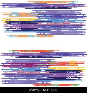 Farbige Linien und Punkte, farbenfrohes minimalistisches Design mit geometrischen Formen bilden den Hintergrund Stockfoto