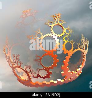 Abstrakte, farbenfrohe Faraktalbilder 3D-Rendering Stockfoto