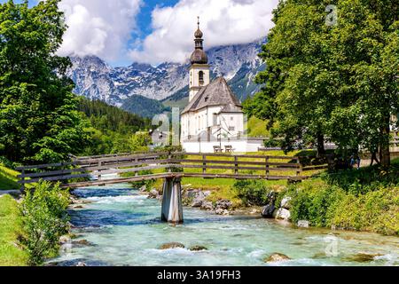 Ramsau, Deutschland, Kirche St. Sebastian in den Bayerischen Alpen in Ramsau bei Berchtesgaden, Deutschland. Stockfoto