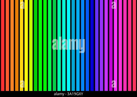 Farbiger Regenbogenhintergrund mit bunten Streifen auf Schwarz Stockfoto