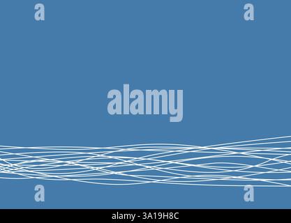Ungleichmäßig gekrümmte weiße Linien auf blauem Hintergrund Stockfoto
