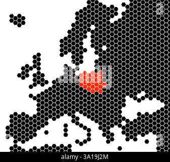 Schwarze isolierte Karte von Europa aus Hexagonen - Polen Stockfoto