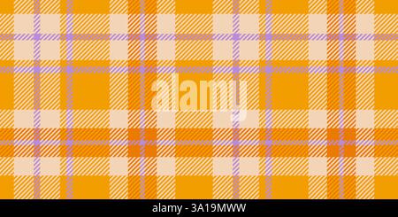 Ein nahtloses Karomuster in Orange und Lila mit schrägen Details, ideal für Textilien, Herbstmotive und dekorative Designs. Stock Vektor