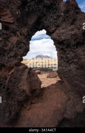 Seltenes und unreifliches Vulkangebiet von La Payunia in Mendoza, Argentinien Stockfoto