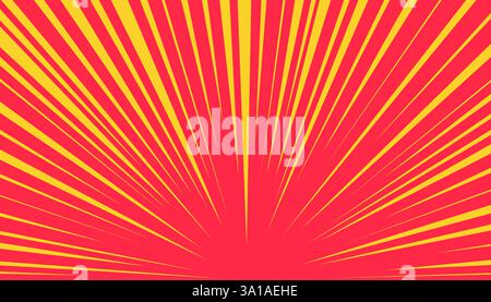 Pop-Art-Radialauflage im Vintage-Comic-Stil. Auffällige Streifen und Halbtonstrukturen sorgen für einen klassischen Superhelden-Explosionseffekt. Ideal für Poster, Banner und Retro-Designs. Stock Vektor