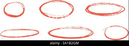 Buntstift Hervorheben Kreideoval in roter Farbe auf weißem Hintergrund. Stock Vektor