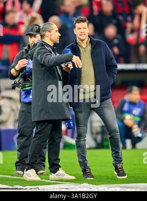 München, Deutschland. März 2025. Ex Fussballprofi, DFB Kapitaen Michael BALLACK, Daniel Herzog DAZN im Achtelfinale Spiel FC BAYERN MÜNCHEN - BAYER 04 LEVERKUSEN 3-0 Fußball UEFA Champions League in der Saison 2024/2025 in München, 5. März 2025, FCB, x. Spieltag, München Fotograf: ddp Images/STAR-Images Credit: ddp Media GmbH/Alamy Live News Stockfoto