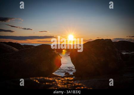 Abendliche Atmosphäre am Strand des Camping Umag in Istrien an der Adria Stockfoto
