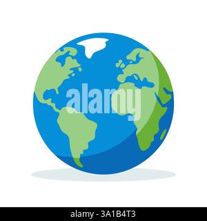Symbol Masse. Planet Erde mit Kontinenten und Ozeanen, isoliert auf weißem Hintergrund. Globus-Symbol. Stock Vektor