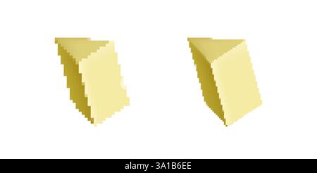 Isometrische Ansicht zweier einfacher geometrischer Formen mit 3D-Pixeldarstellung Stock Vektor