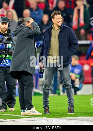 München, Deutschland. März 2025. Ex Fussballprofi, DFB Kapitaen Michael BALLACK, Daniel Herzog DAZN im Achtelfinale Spiel FC BAYERN MÜNCHEN - BAYER 04 LEVERKUSEN 3-0 Fußball UEFA Champions League in der Saison 2024/2025 in München, 5. März 2025, FCB, x. Spieltag, München Fotograf: ddp Images/STAR-Images Credit: ddp Media GmbH/Alamy Live News Stockfoto