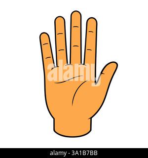 Hand-Symbol. Zeichentricksymbol der offenen menschlichen Handpalme isoliert auf weißem Hintergrund. Stock Vektor