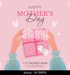 Alles Gute zum Muttertag. Quadratische Grußkarte. Vektor. Stock Vektor