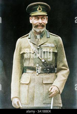 König George, zwischen 1915 und 1920. Zeigt König Georg V. von Großbritannien (1865–1936). (Farbiger Schwarzweiß-Druck). Stockfoto