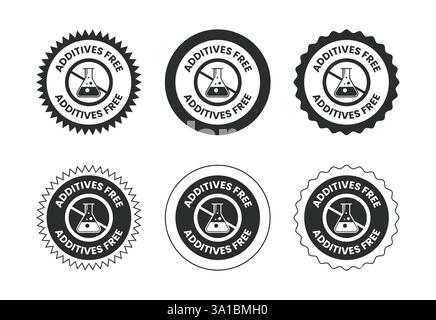 Symbole ohne Additive. Kein Zusatzstoffsymbol für Lebensmittelverpackungen Stock Vektor