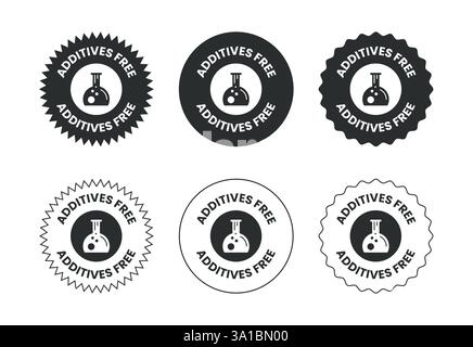 Symbole ohne Additive. Kein Zusatzstoffsymbol für Lebensmittelverpackungen Stock Vektor