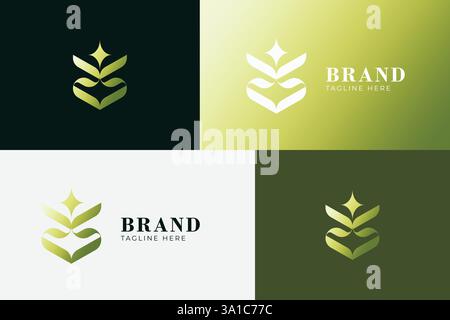 Elegantes und modernes Green Leaf Logo für Luxus- und Bio-Marken Stock Vektor