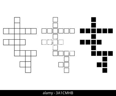 Satz des Konzeptsymbols für Kreuzworträtsel, Kreuzworträtgrafik, Vektorgrafik für Web-Flachvektor. Stock Vektor