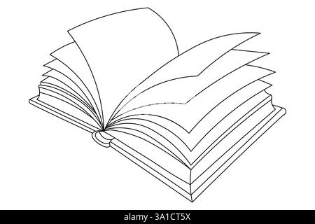 Buch kontinuierliche einzeilige Kunst Vektorbuch im Linienstil auf weißem Hintergrund Stock Vektor