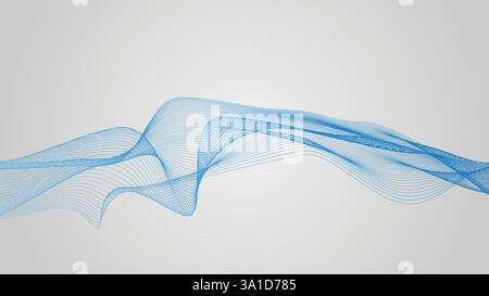 Abstrakter Hintergrund 3D dynamisches blaues Linienwellenmuster, digitales Technologiekonzept Stock Vektor