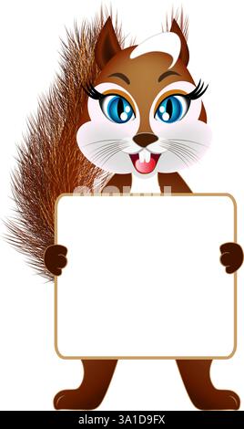 Eichhörnchen steht mit einem Banner. Stock Vektor