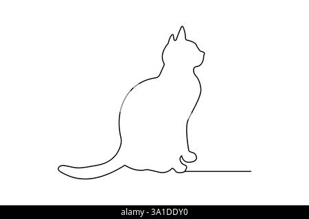 Durchgehende einzeilige Kunstzeichnung von Katze Haustier-Konzept Umrissvektor-Symbol Stock Vektor