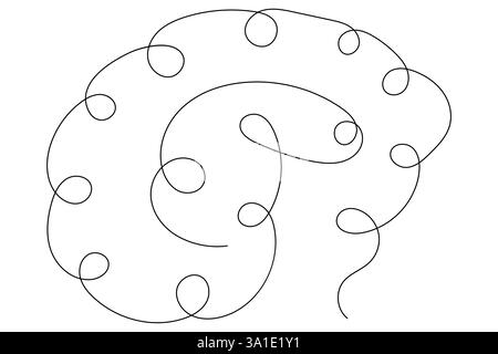 Menschliches Gehirn kontinuierliche einzeilige Zeichnung von Liniengrafik und Vektor-Illustration Design Stock Vektor