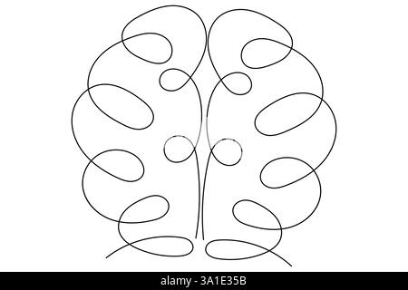 Menschliches Gehirn kontinuierliche einzeilige Zeichnung von Liniengrafik und Vektor-Illustration Design Stock Vektor