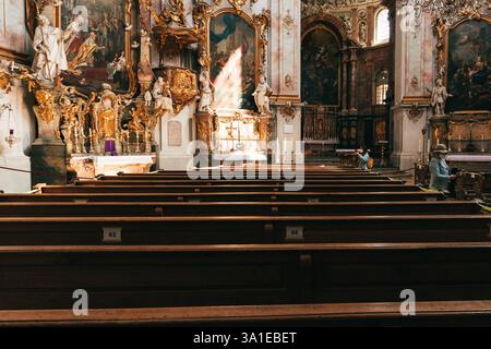 Ettal, Deutschland. Mai 2021. Kloster Ettal in einer deutschen Gemeinde und einem Dorf im Landkreis Garmisch-Partenkirchen in Bayern. Stockfoto