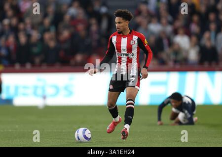 London, Großbritannien. März 2025. London England, 8. März 2025: Kevin Schade aus Brentford während des Premier League-Spiels zwischen Brentford und Aston Villa im Gtech Community Stadium in London (Alexander Canillas/SPP) Credit: SPP Sport Press Photo. /Alamy Live News Stockfoto