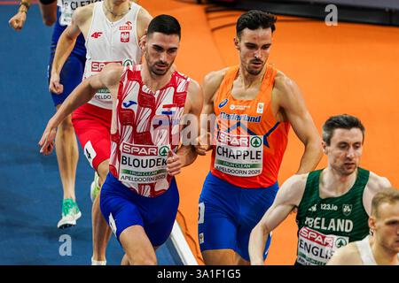Apeldoorn, Niederlande. März 2025. APELDOORN, NIEDERLANDE - 8. MÄRZ: Samuel Chapple aus den Niederlanden trat 800 am 3. Tag der Leichtathletik-Halleneuropameisterschaft in Omnisport Apeldoorn am 8. März 2025 in Apeldoorn an. (Foto: Joris Verwijst/BSR Agency) Credit: BSR Agency/Alamy Live News Stockfoto