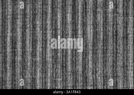 Ridge-Makrostruktur aus schwarzem Velours-Cordtuch. Große gerippte, grobe Websamtgewebe, gestreifte Polsterung Textur Stoff Hintergrund, Möbel te Stockfoto