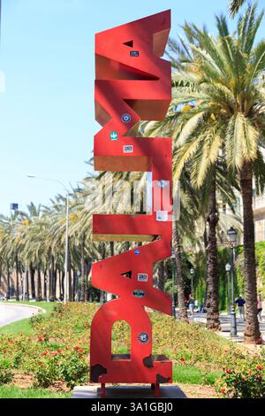 April 2017. Europa, Spanien, Balearen, Mallorca. Palma de Mallorca, Schild... Stockfoto
